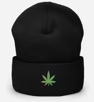 Photograph of product: Black "Pot Leaf" Beanie