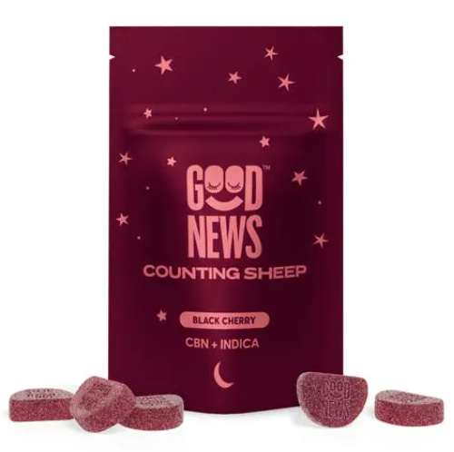 Photograph of product: Good News - Gummies - Counting Sheep CBN Black Cherry 10ct (100mg)