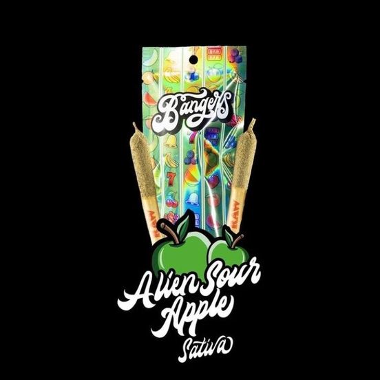 Photograph of product: D. Bangers 2 x .6g Infused Pre Roll - Alien Sour Apple - 