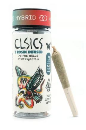 Photograph of product: CLSICS Tropicana Punch Hybrid Rosin Preroll 0.5g x 5pk