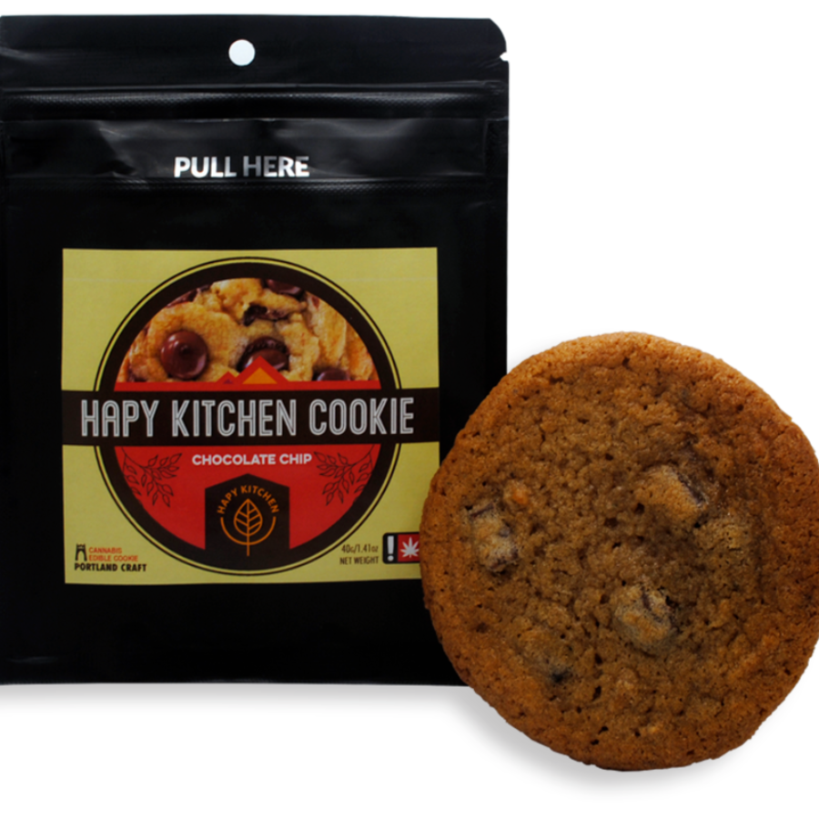 Photograph of product: Cookie ~ Hapy Kitchen ~ 1:1 100mg TH-oui/CBD ~ Chocolate Chip Cookie ~ GREEN LEAF SPECIAL