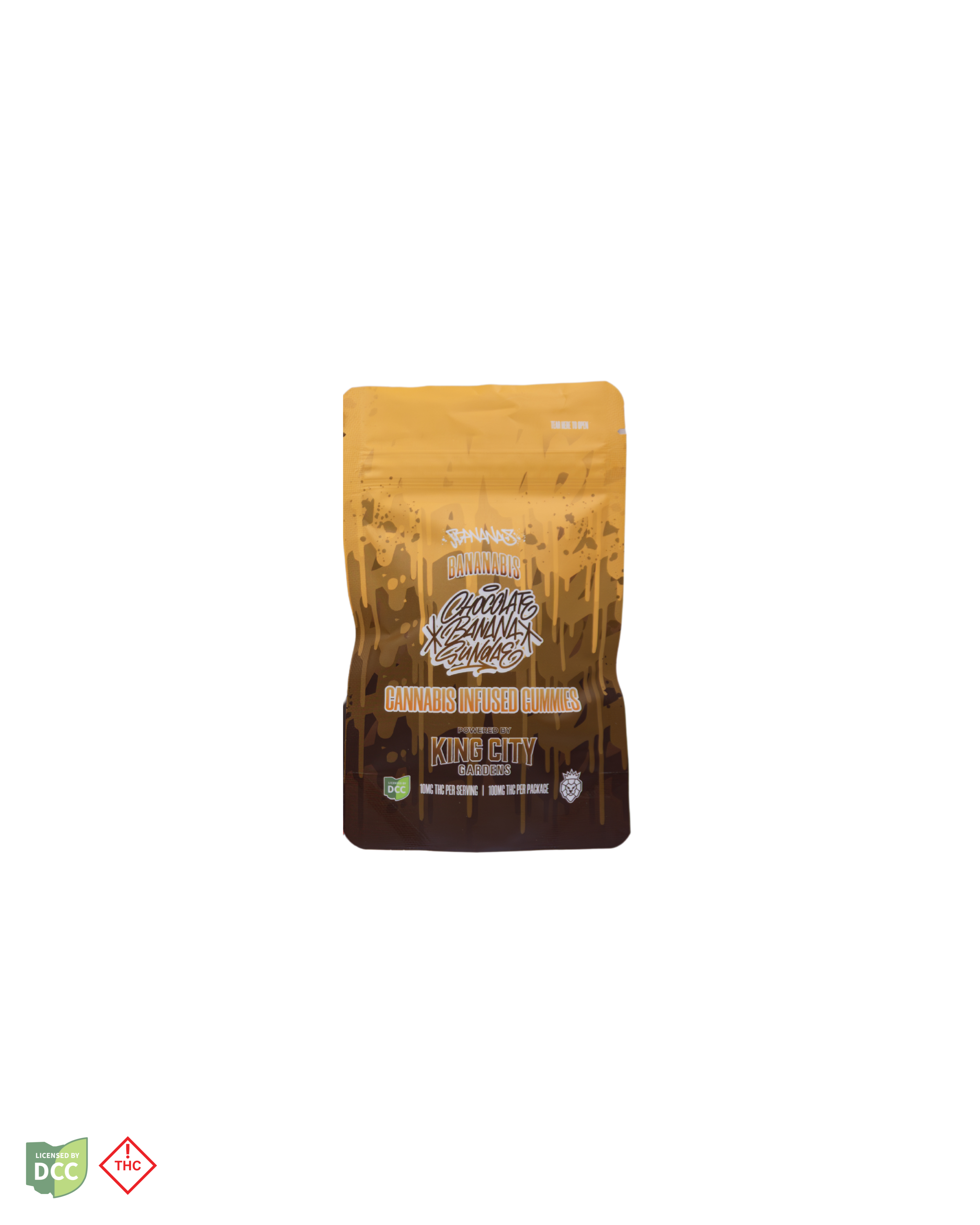 Photograph of product: Bananabis: Chocolate Banana Sundae - Gummies 10pk 96mg