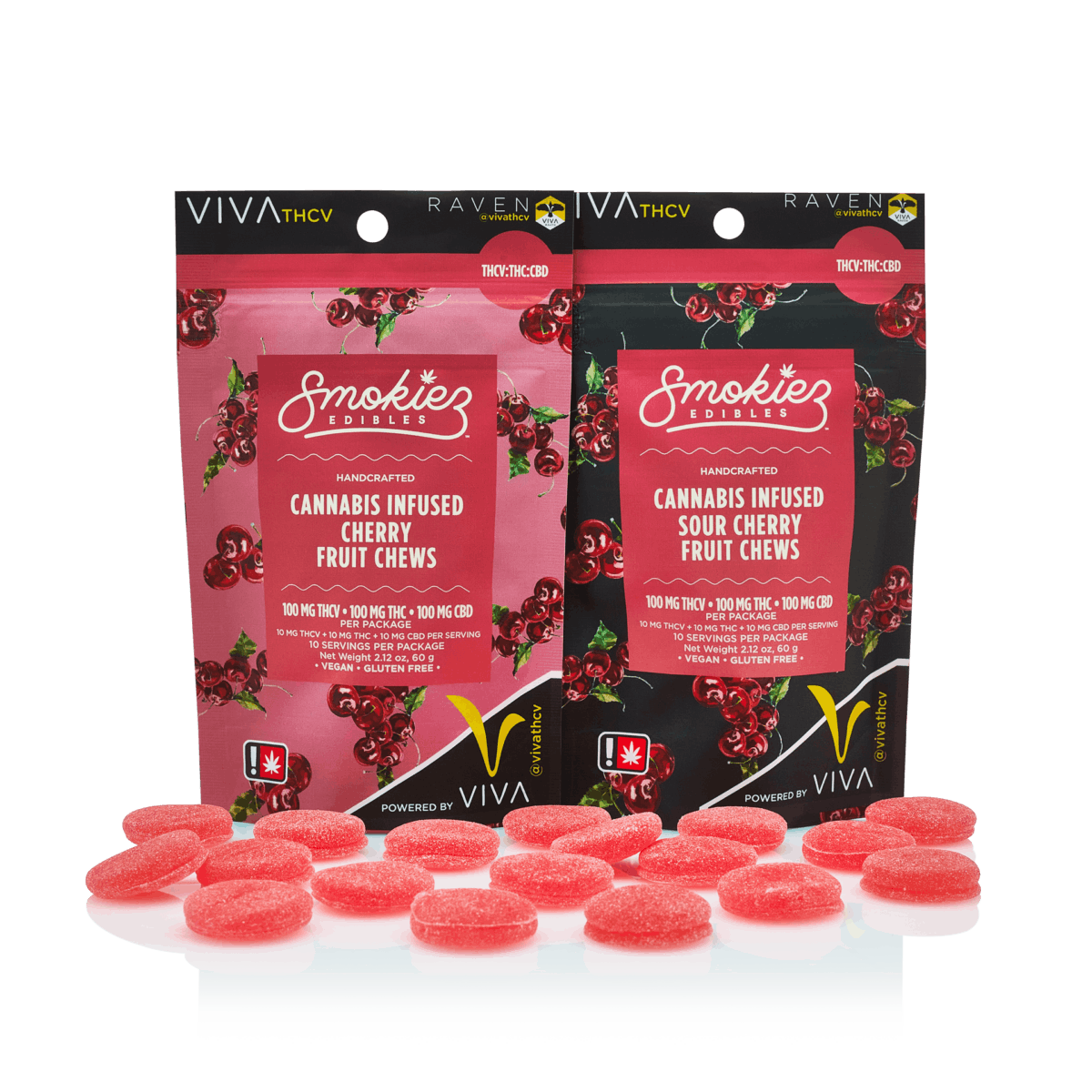 Photograph of product: Sweet Cherry 1:2 TH-ouiV Smokiez 100mg | 10pk - 