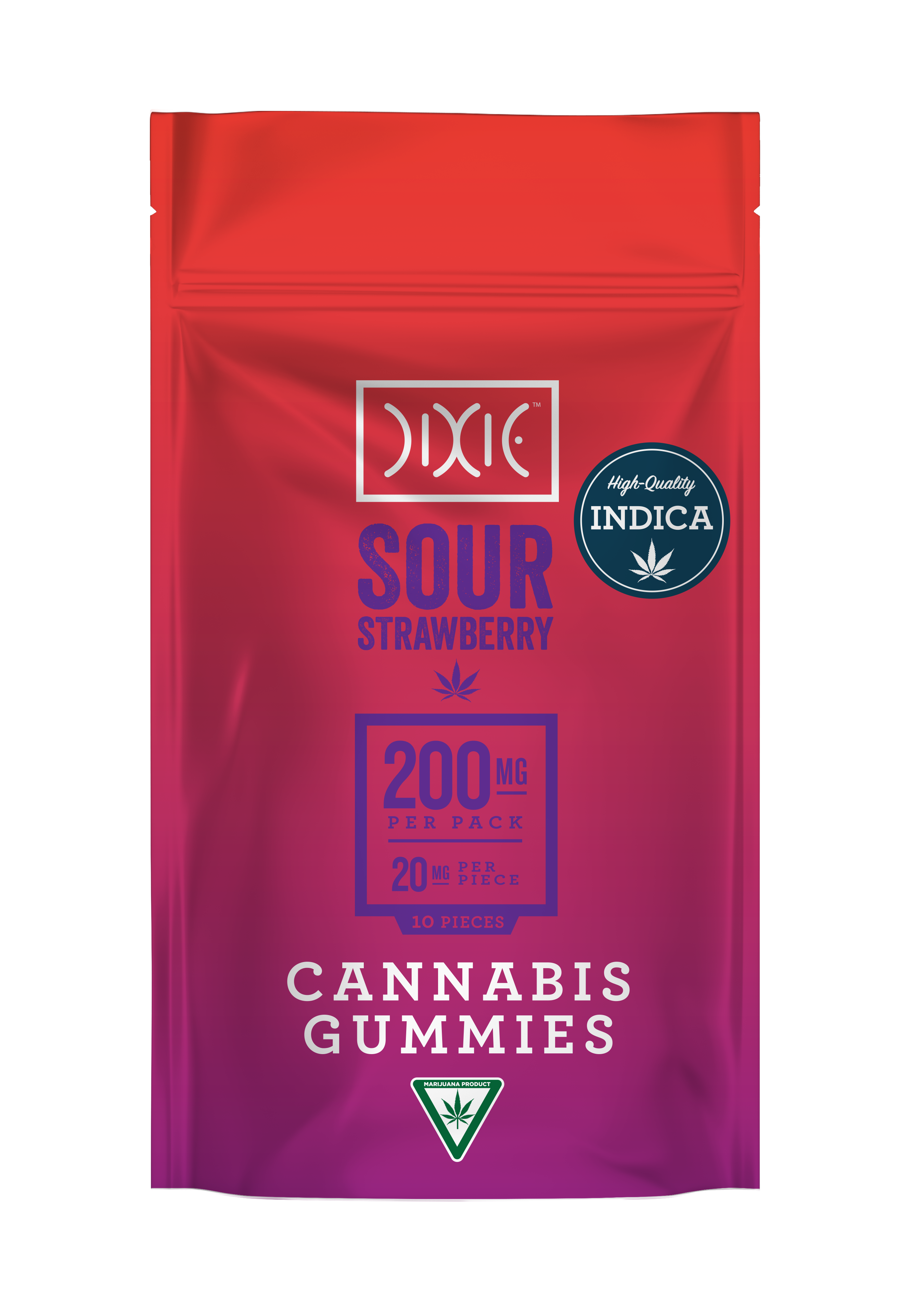 Photograph of product: Dixie Sour Strawberry Oui'd Gummies 200mg TH-oui