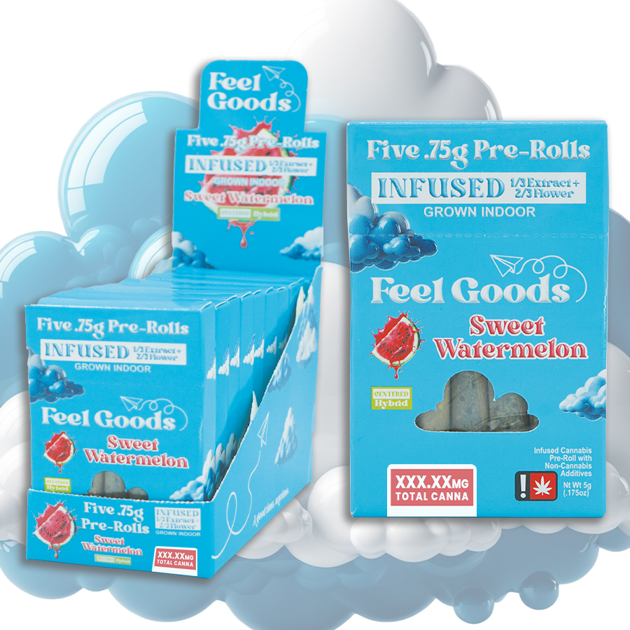 Photograph of product: Feel Goods Sweet Watermelon Flavor Infused Preroll 5 Pack