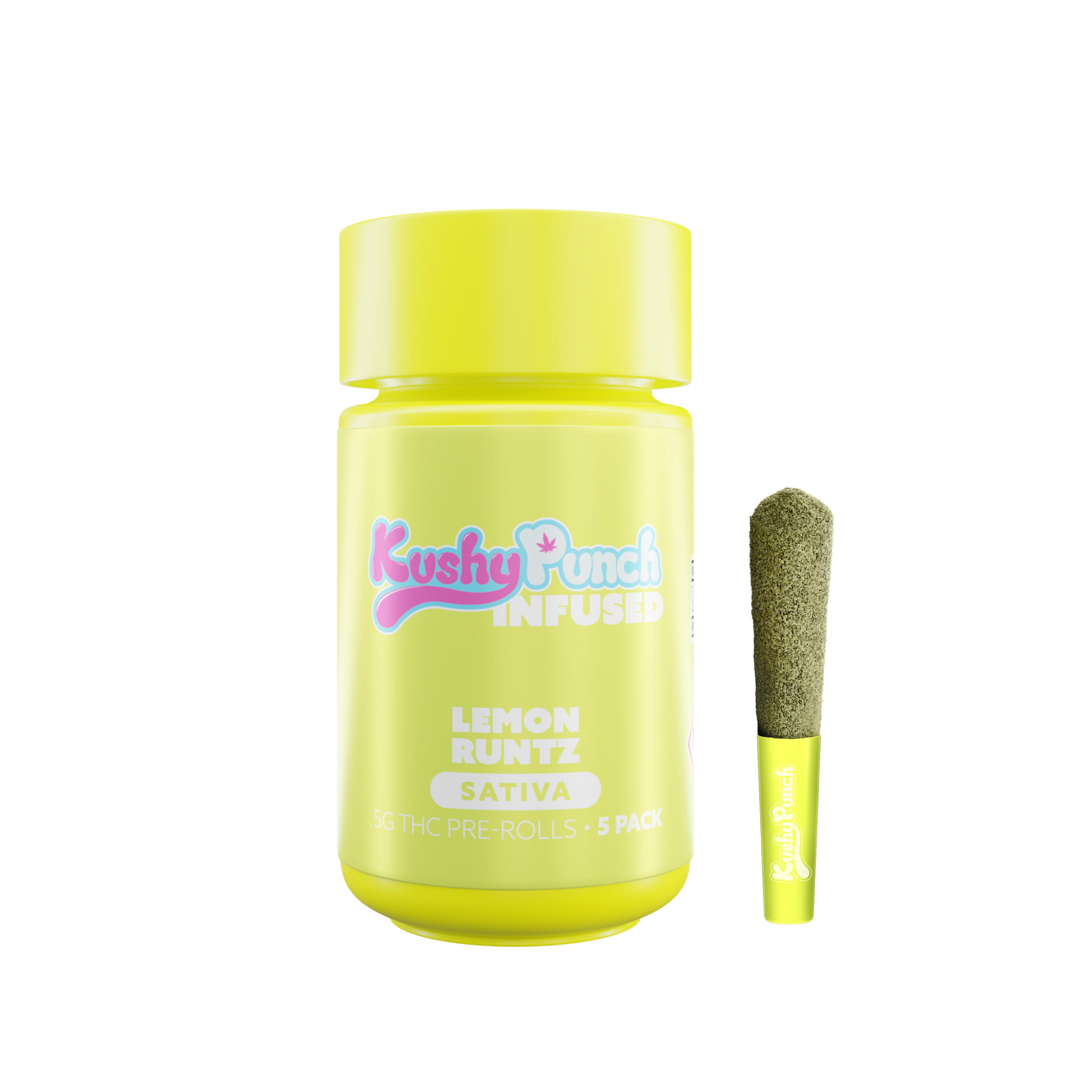 Photograph of Product: 5PK Kushy Punch Infused .5g Liquid Diamond Prerolls - Lemon Runtz
