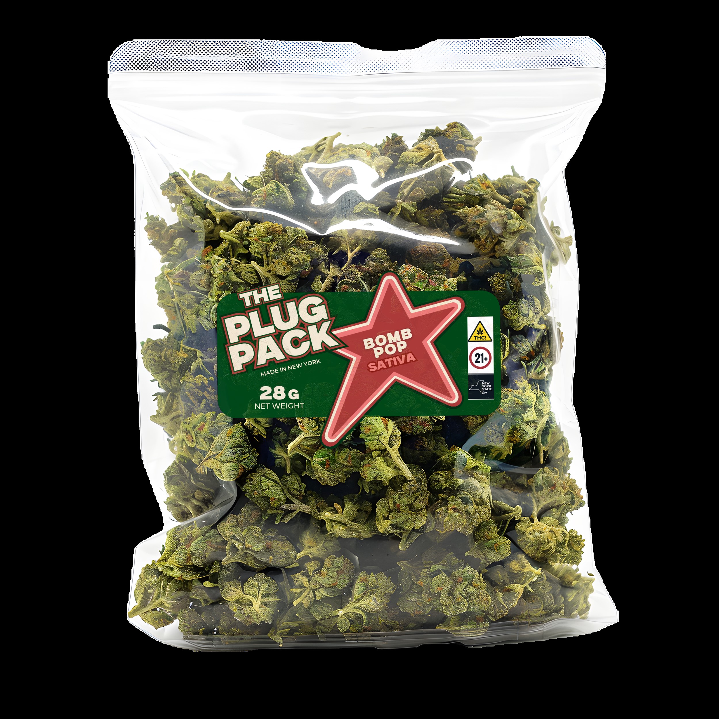 Photograph of product: THE PLUG PACK | BAG FLOWER | BOMB POP - 28g