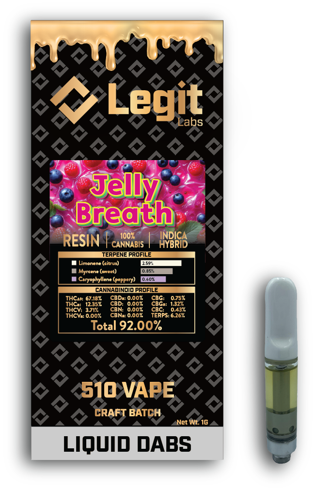 Photograph of product: Resin Vape Cart (510) l Jelly Breath l Oui'd-Hybrid l Legit Labs