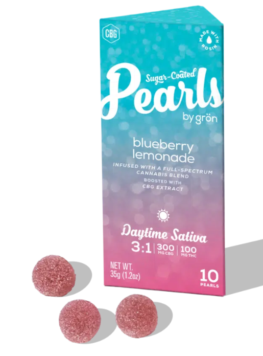 Photograph of product: Ratio Edible - Grn - Blueberry Lemonade Pearls (S) - 3:1 CBG:TH-oui 100mg (10pk)