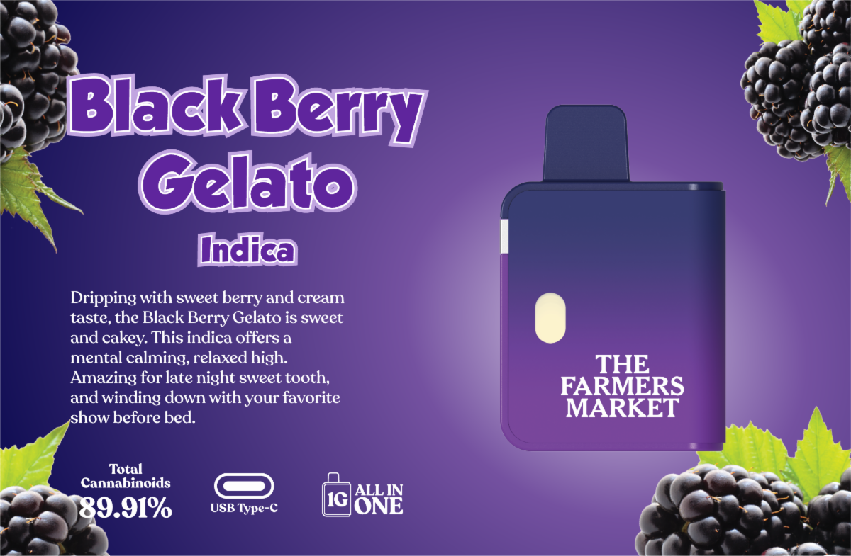 Photograph of product: The Farmers Market Vape Disposable 1g- Blackberry Gelato