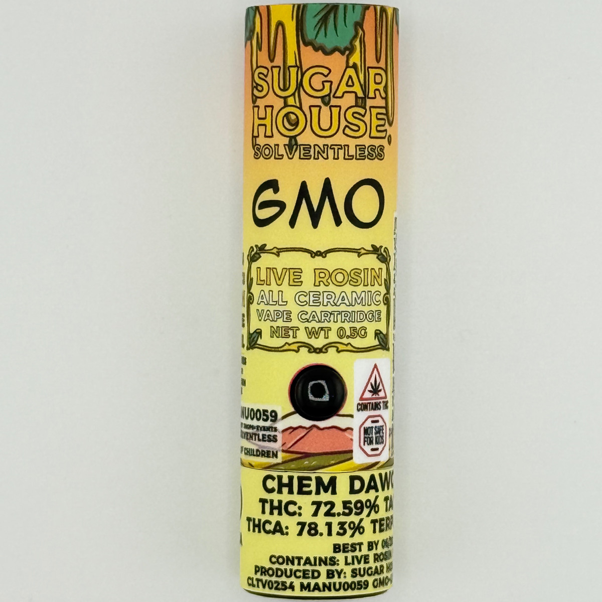Photograph of product: Sugar House Solventless - GMO Live Rosin - .5g Vape