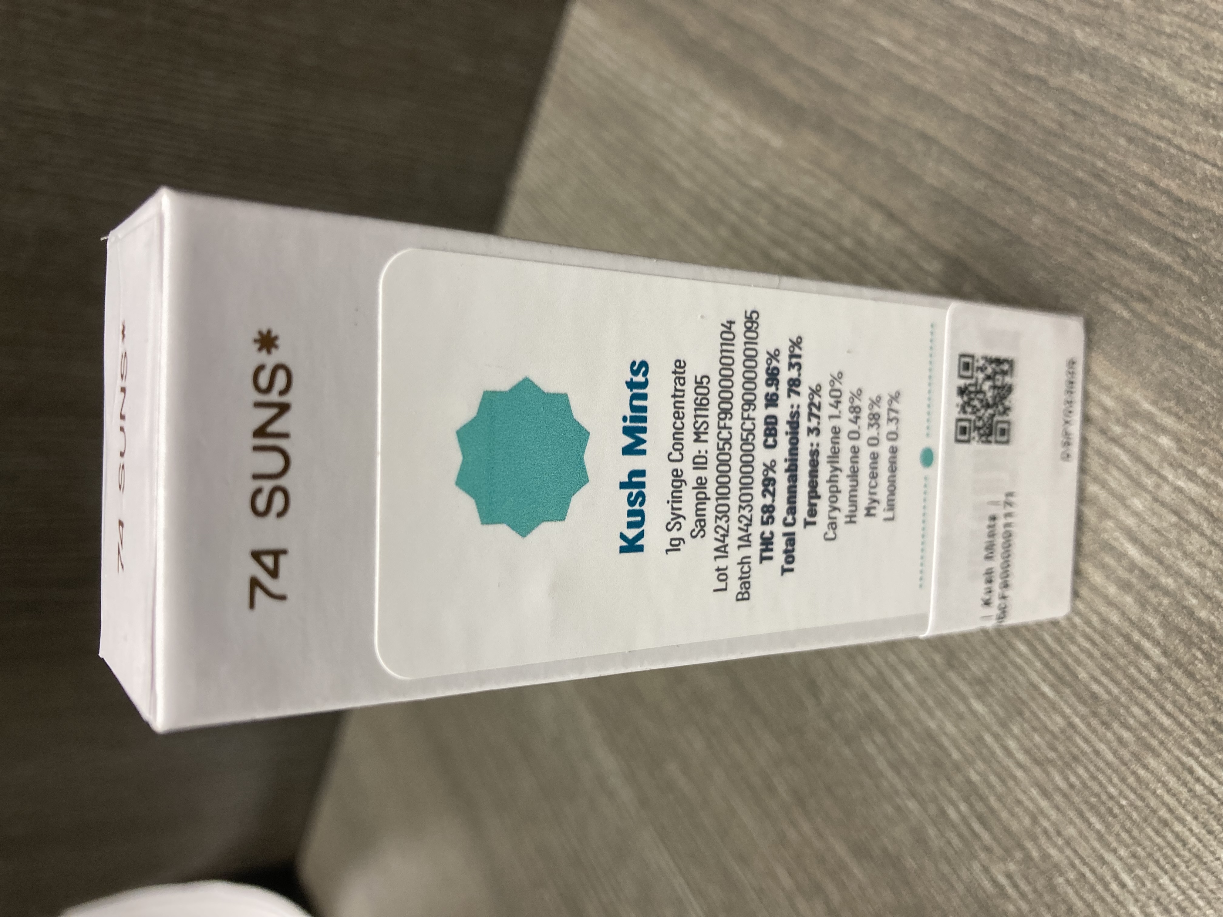 Photograph of Product: 74 Suns | 1g | Kush Mints | Syringe