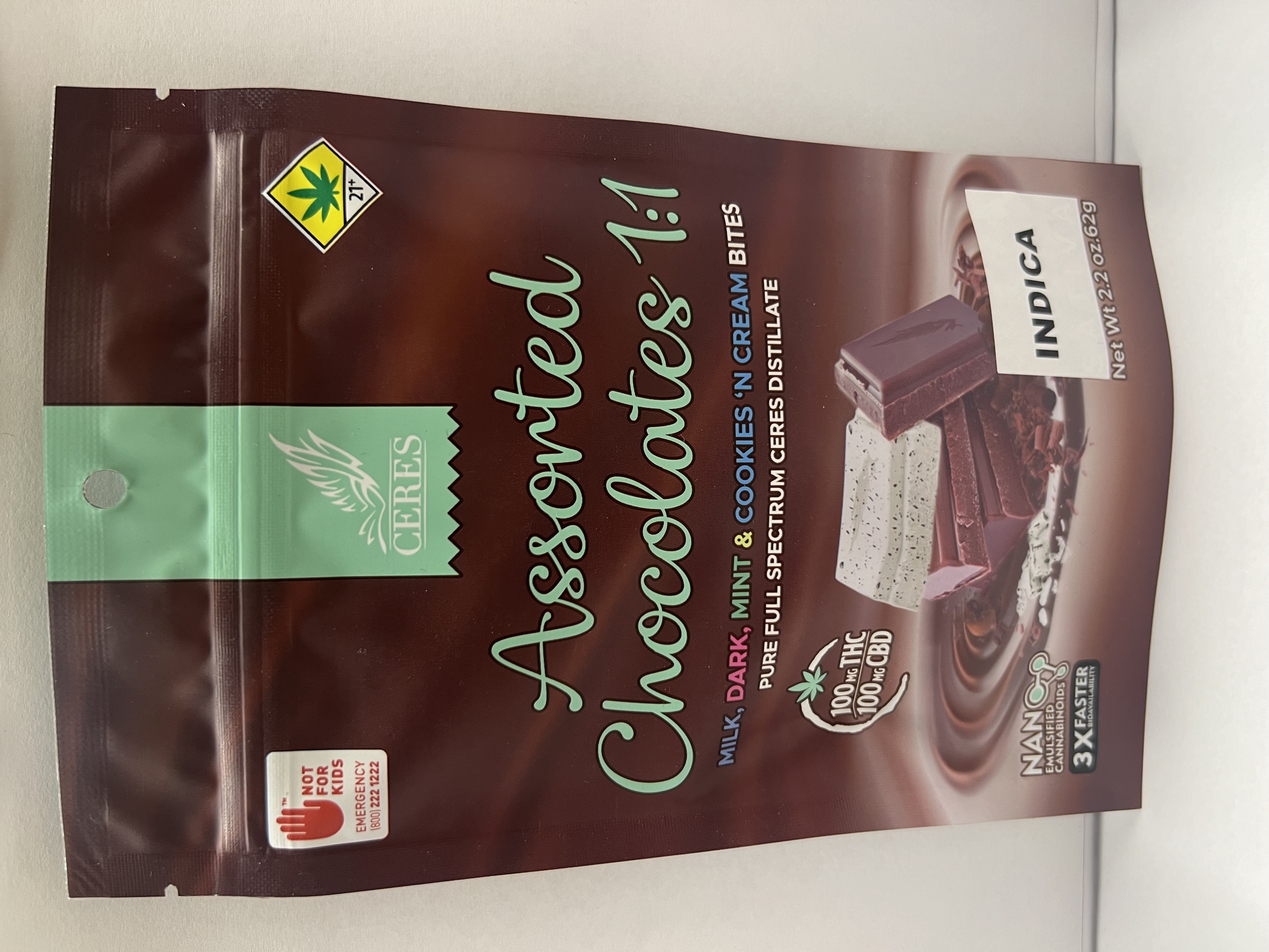 Photograph of product: Assorted Chocolate Bites | Oui'd 1:1 TH-oui:CBD 10pk