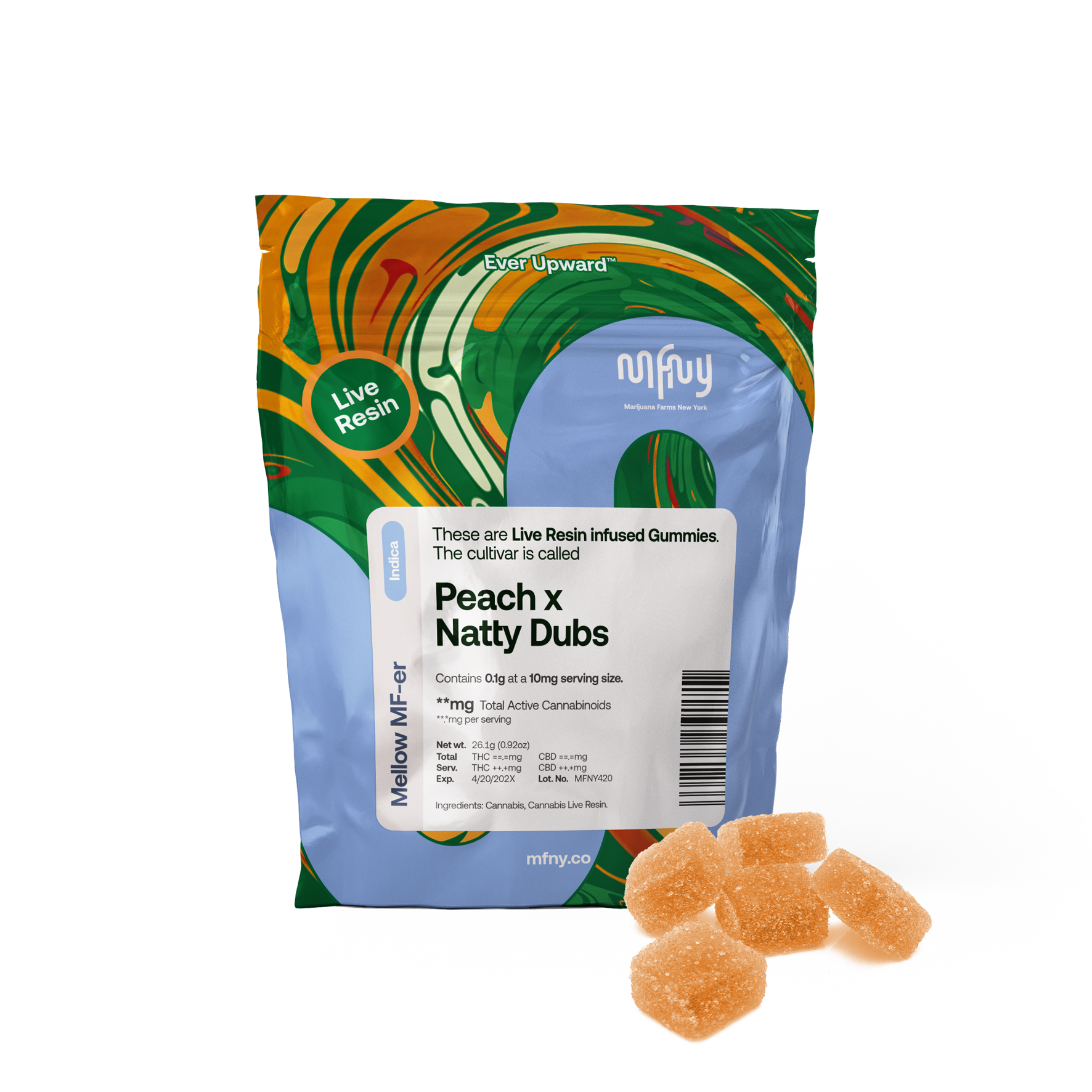 Photograph of product: Peach x Natty Dubs | Live Resin Gummies | 10 Pack