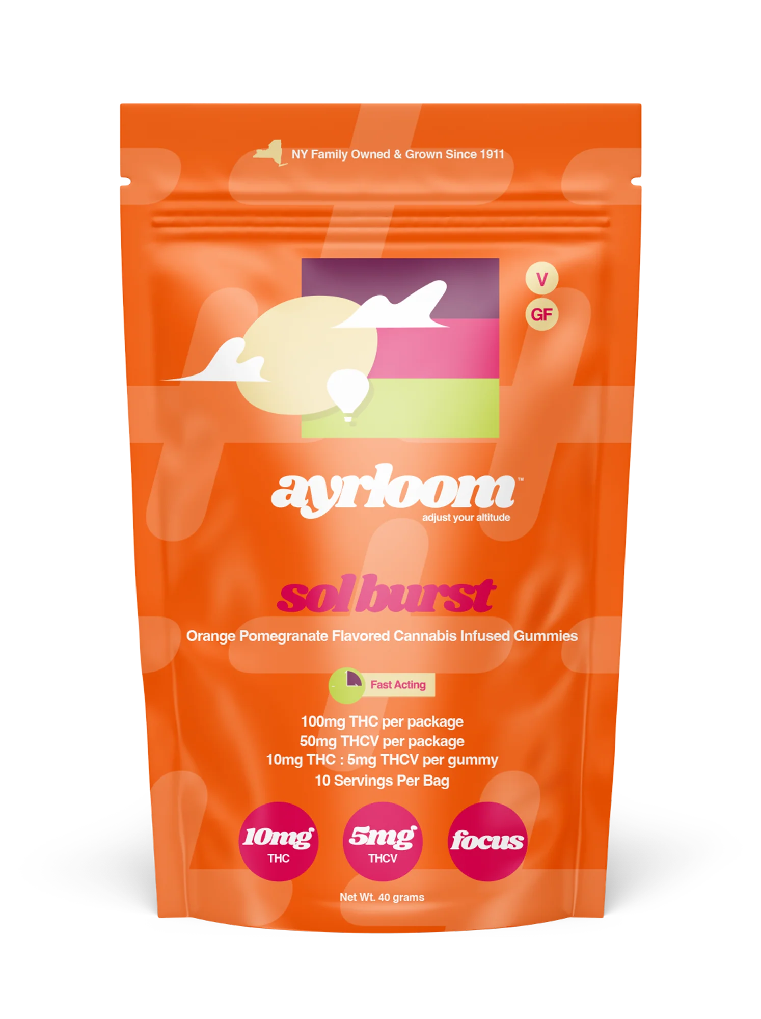 Photograph of product: Ayrloom- Gummies- Sol Burst (Focus) 10pk- 100mg