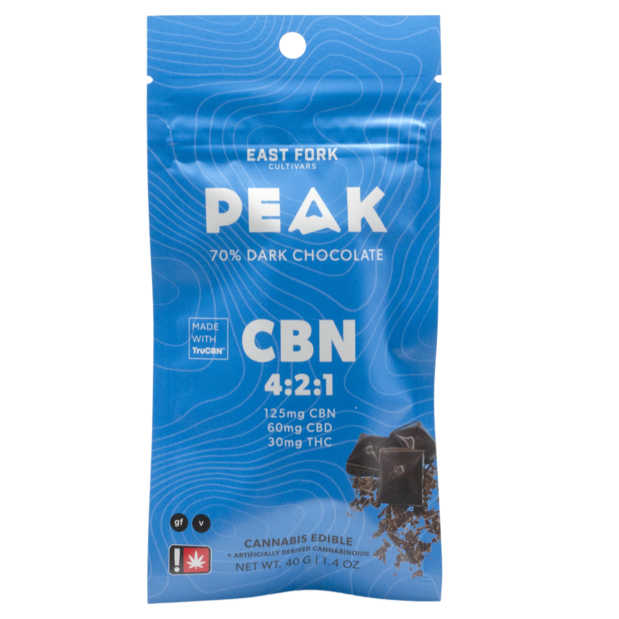 Photograph of product: East Fork Cultivars > Chocolate Bar 215mg > 4:2:1 CBN:CBD:TH-oui > CBN