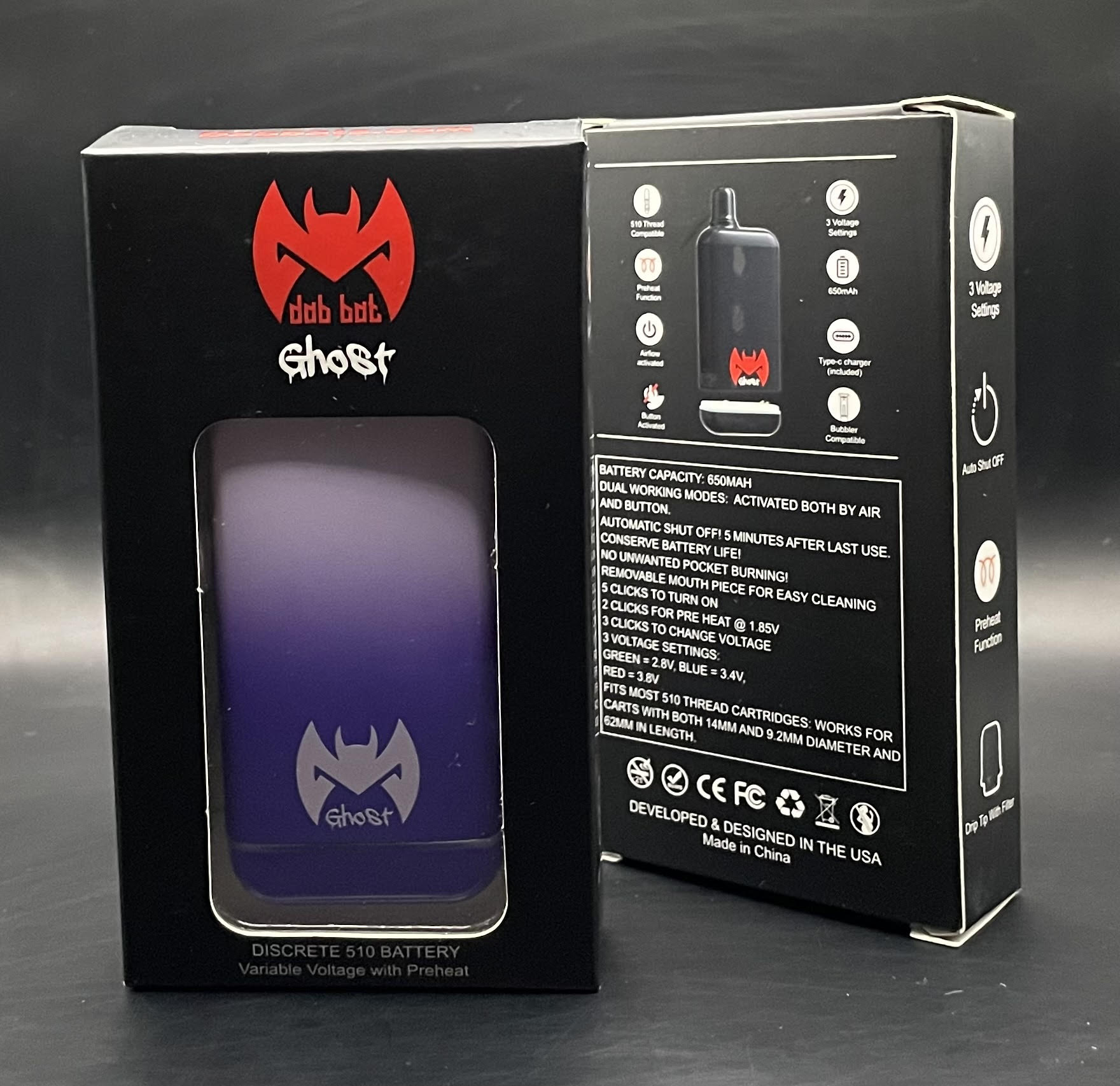 Photograph of product: Dab Bat Ghost Battery (Big Foot)