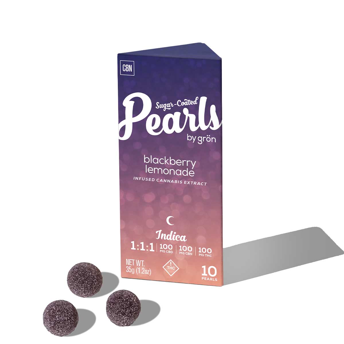 Photograph of product: Blackberry Lemonade Pearls | 1:1:1 CBD:CBN:TH-oui | 10 x 10mg