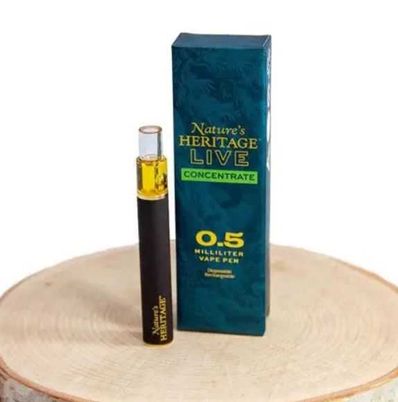 Photograph of Product: Nature's Heritage Buckner Live Resin Disposable 0.5g