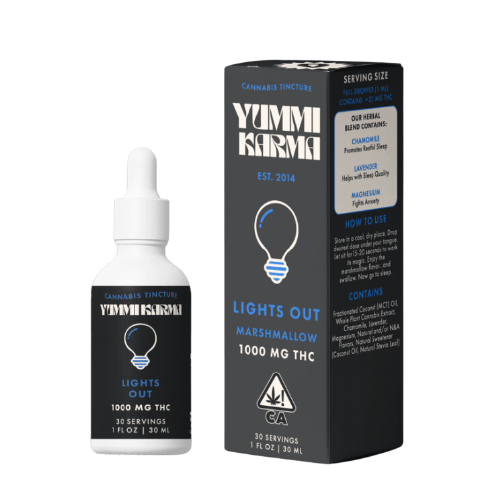 Photograph of Product: YUMMI KARMA - TINCTURE - - MARSHMALLOW - LIGHTS OUT - THC