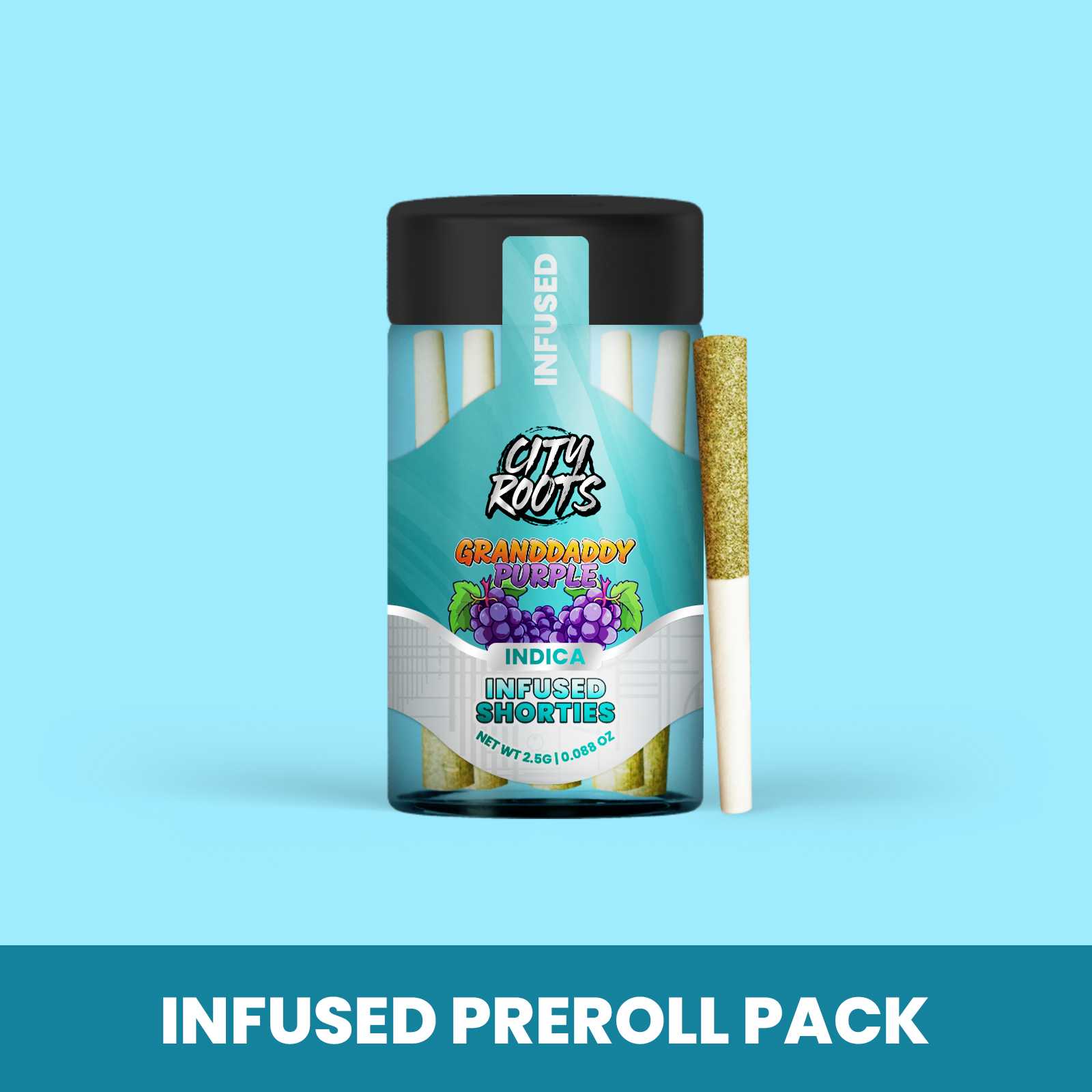 Photograph of product: City Roots - Granddaddy Purple (Oui'd) 5pk Infused Prerolls