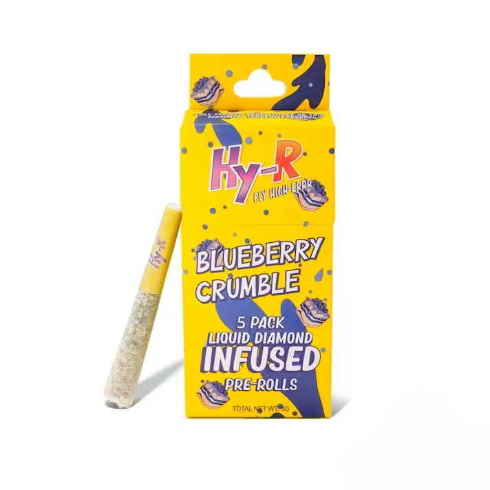 Photograph of product: Infused Pre Roll - 5 Pack - Hy-R - Blueberry Crumble - (Hybrid) - 45.08% TH-oui