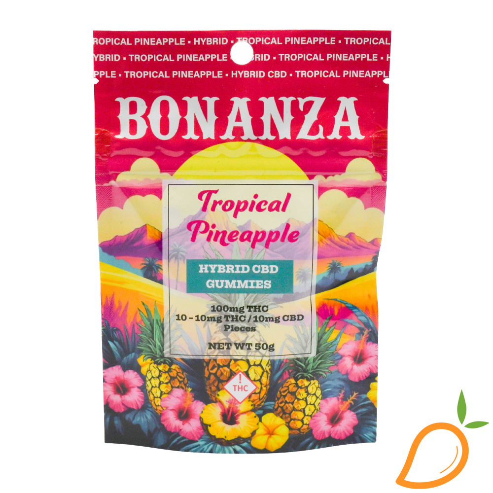 Photograph of product: 100mg 1:1 TH-oui/CBD Tropical Pineapple Gummies Bonanza