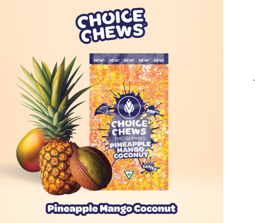 Photograph of product: Choice Pineapple Mango Coconut Edible Gummies 200mg