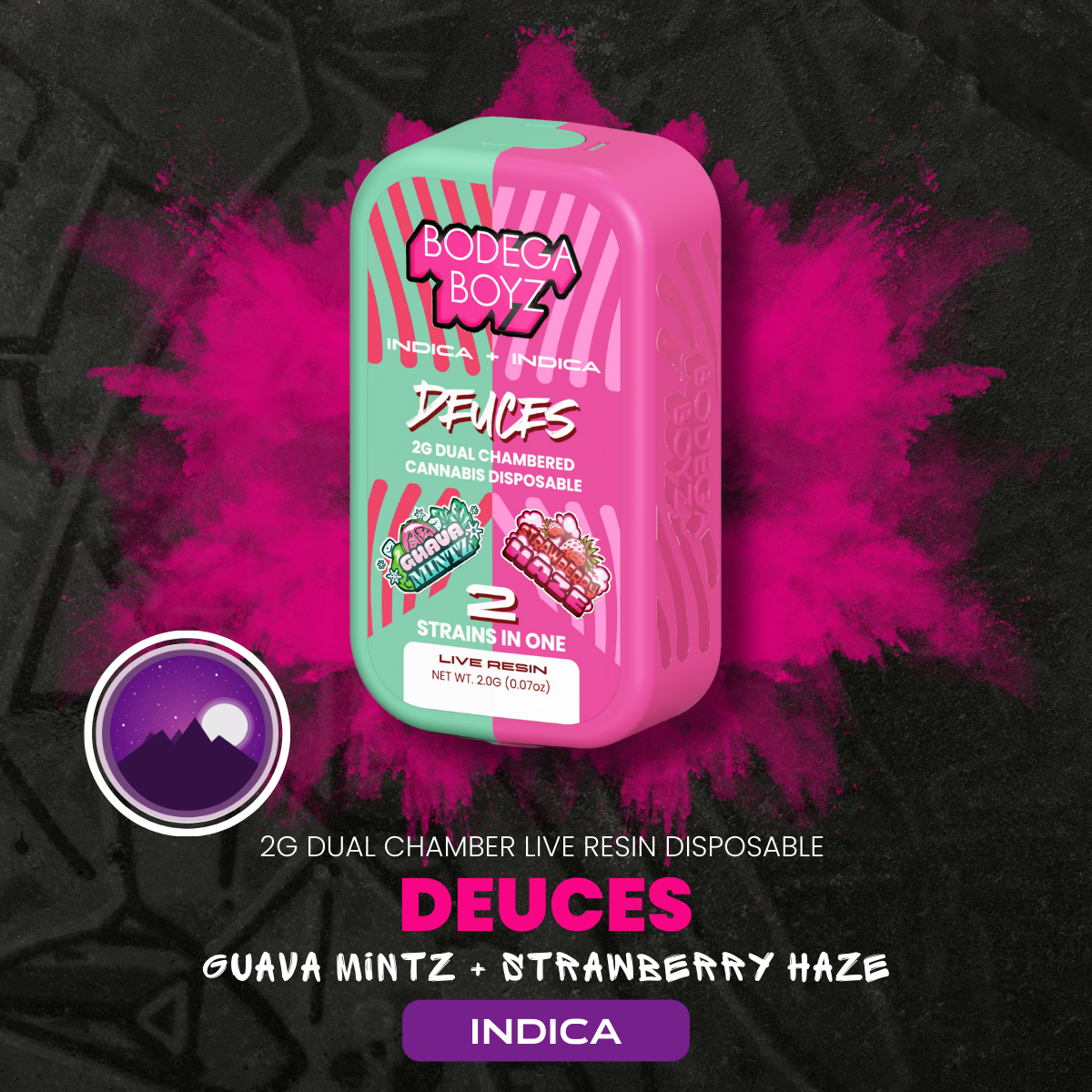 Photograph of product: Bodega Boyz- Disposable Vape-Dual Strain-Guava Mintz & Strawberry Haze