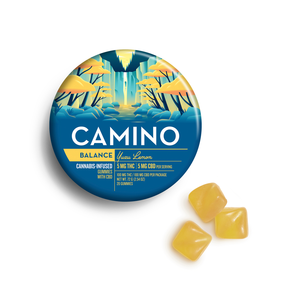 Photograph of Product: Camino Yuzu Lemon 5:5 'Balance' Gummies [20pk]