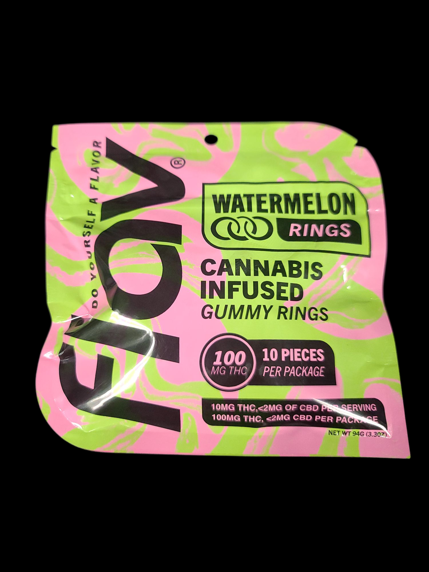 Photograph of product: Mega Rings: Watermelon - 100mg Distillate Gummies - Flav