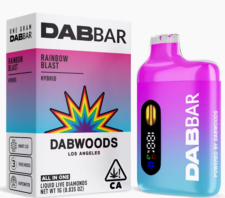 Photograph of product: Dabwoods Dab Bar Rainbow Blast Hybrid Liquid Diamond AIO 1g