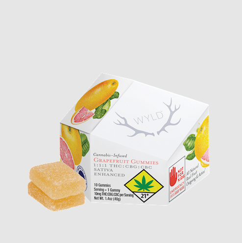 Photograph of product: Wyld - Grapefruit - CBC + CBG + TH-oui [100mg] 10pk Edibles