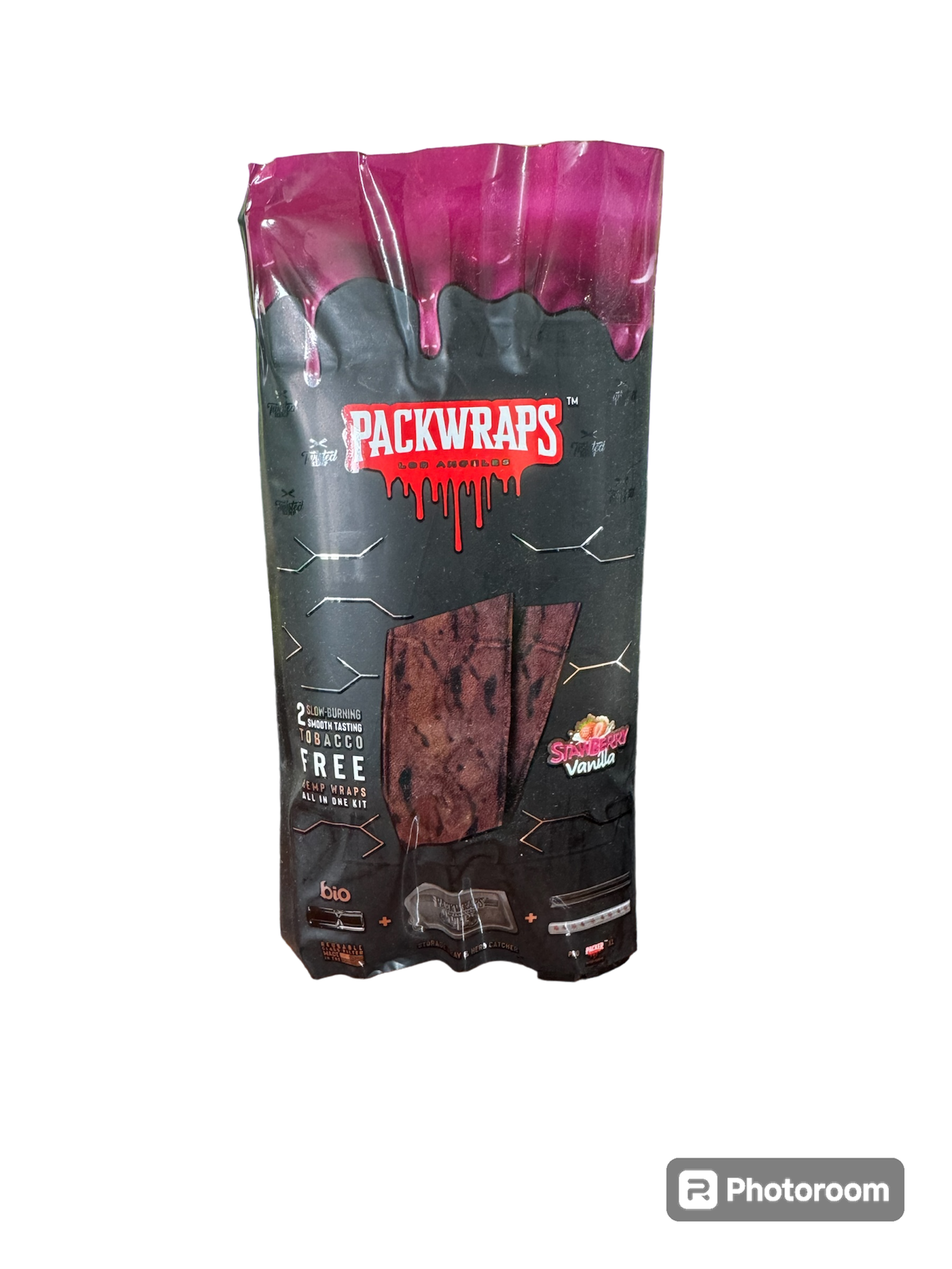 Photograph of product: PACKWRAPS x TWISTED |  2 Wraps per Pouch W/ Glass Tip Strawberry Vanilla