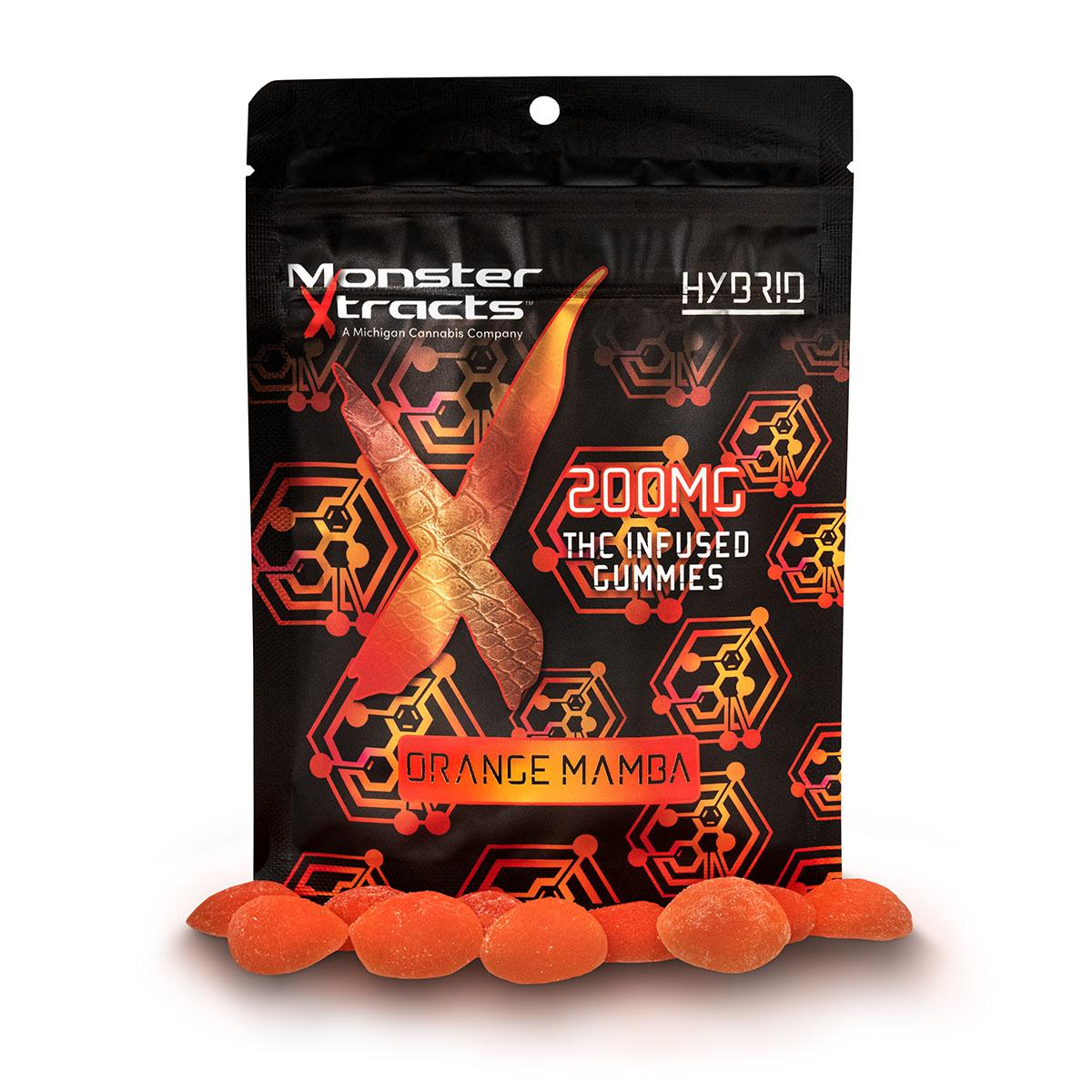 Photograph of product: MonsterX 200mg Orange Mamba Gummies