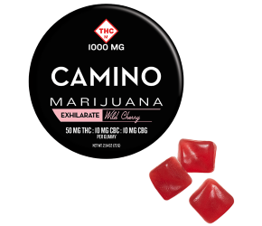 Photograph of product: CAMINO - GUMMIES - 1000MG THC / 50MG CBC / 50MG CBG - 20PK - WILD CHERRY 5:1:1 EXHILARATE
