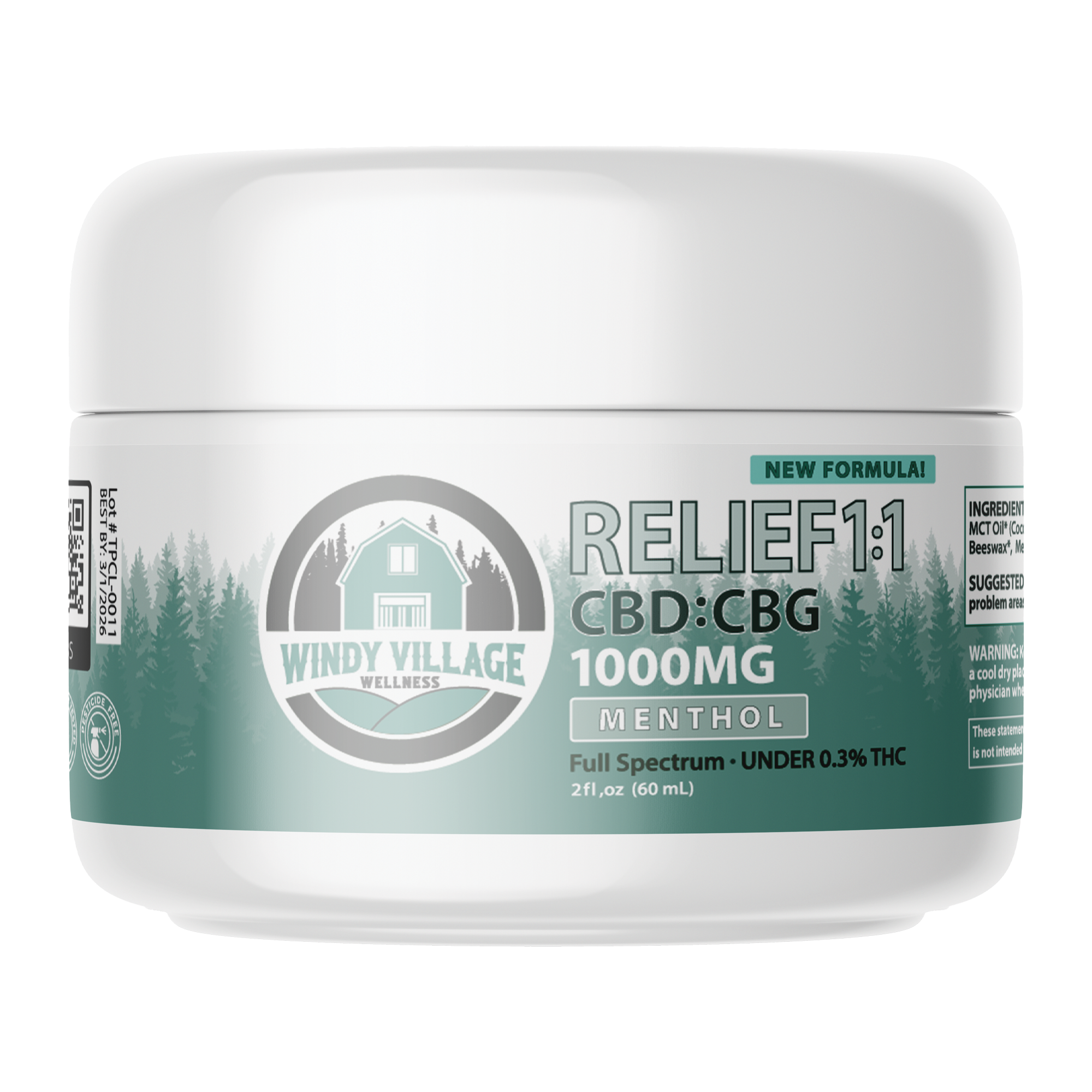 Photograph of product: Windy Village Relief Menthol Topical CBD:CBG 1:1