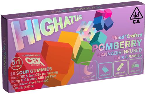 Photograph of product: Highatus - Pomberry 5:1 Sleep (i) - Sour Gummies - 100mg