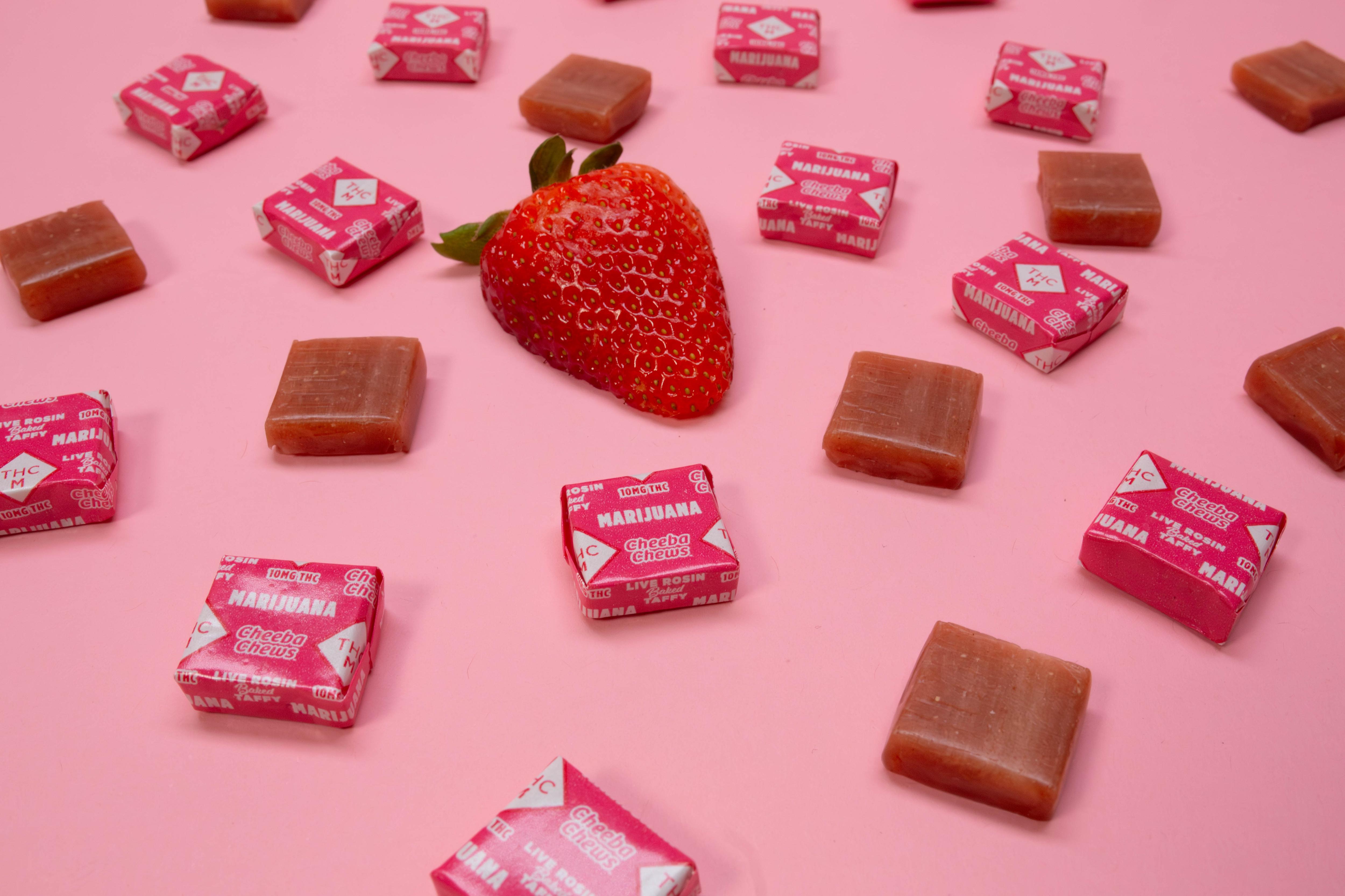 Photograph of product: Cheeba Chews - Fresh Strawberry - Rosin Taffy - 100 mg