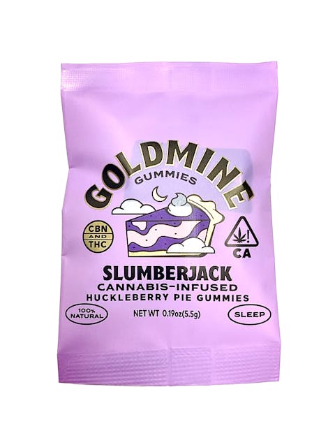 Photograph of product: Slumberjack Huckleberry Pie Gummy Tin - Sleep, 10 MG TH-oui + 2 MG CBN - 