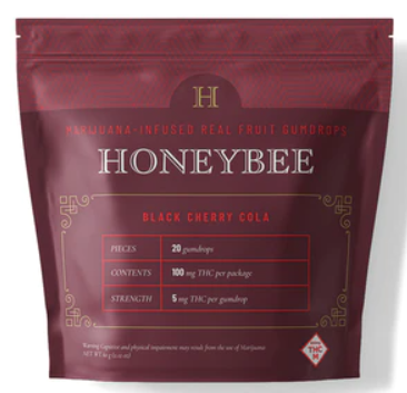 Photograph of product: Honeybee - Black Cherry Cola Gumdrops - 100mg