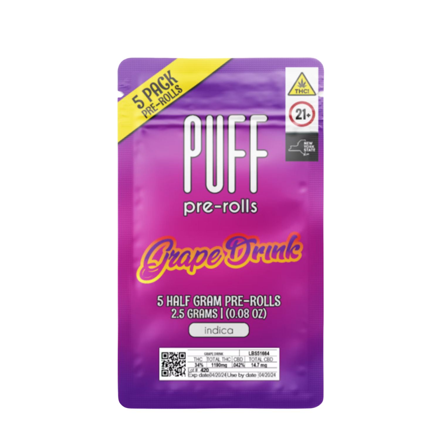 Photograph of product: Grape Drink Pre Roll | 5 pack
