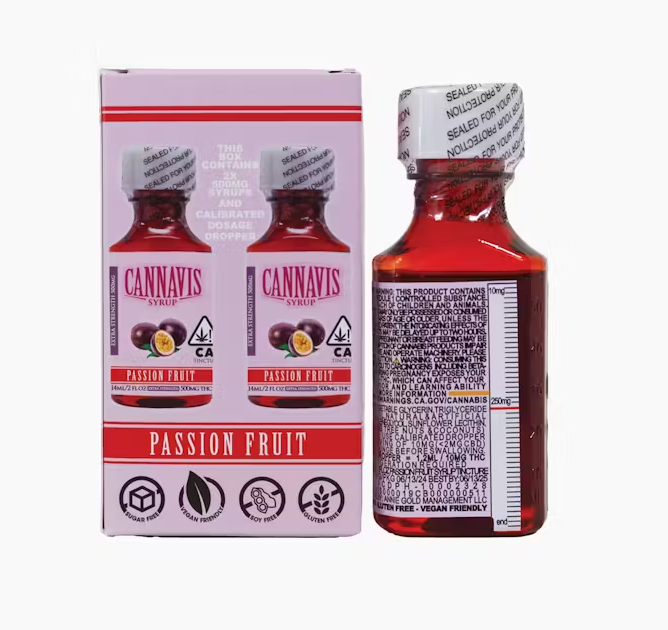 Photograph of product: Passion Fruit 1000mg 2pk Syrup Tincture - Cannavis Syrup