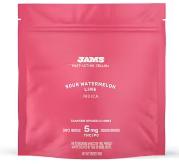 Photograph of product: JAMS Fast Acting Jellies 20pk/100mg- Sour Watermelon Lime