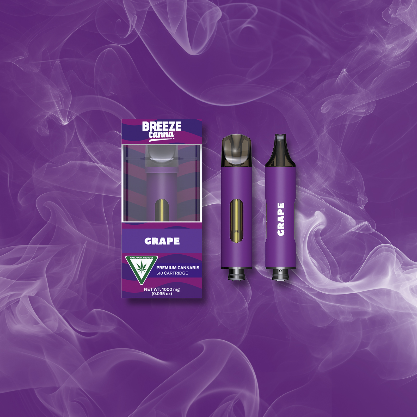 Photograph of product: Breeze Canna | Grape Gusher | 1g Vape Cart | REC
