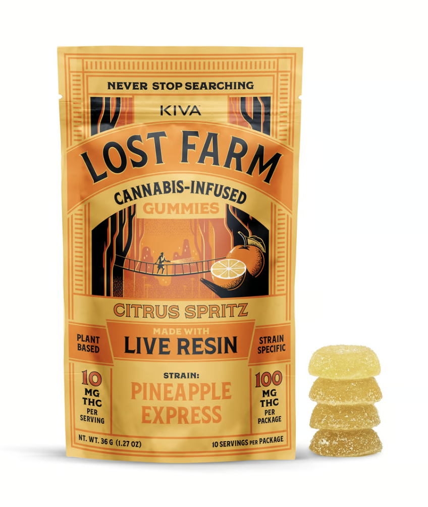 Photograph of product: LOST FARM CITRUS SPRITZ LIVE RESIN 10PK GUMMIES 100MG