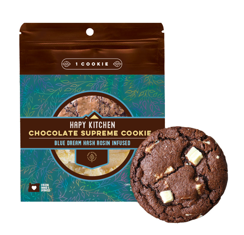 Photograph of product: Hapy Kitchen 100mg CHOCOLATE SUPREME - BLUE DREAM au chocolat Rosin Infused Cookie