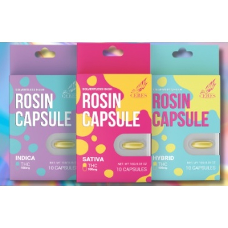 Photograph of product: Ceres Oui'd Rosin Capsules 10pk 100mg