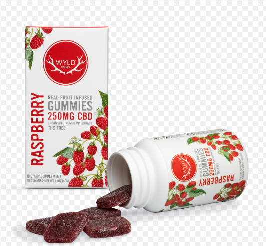 Photograph of product: WYLD-250MG-10PC-Raspberry CBD Hemp Gummy