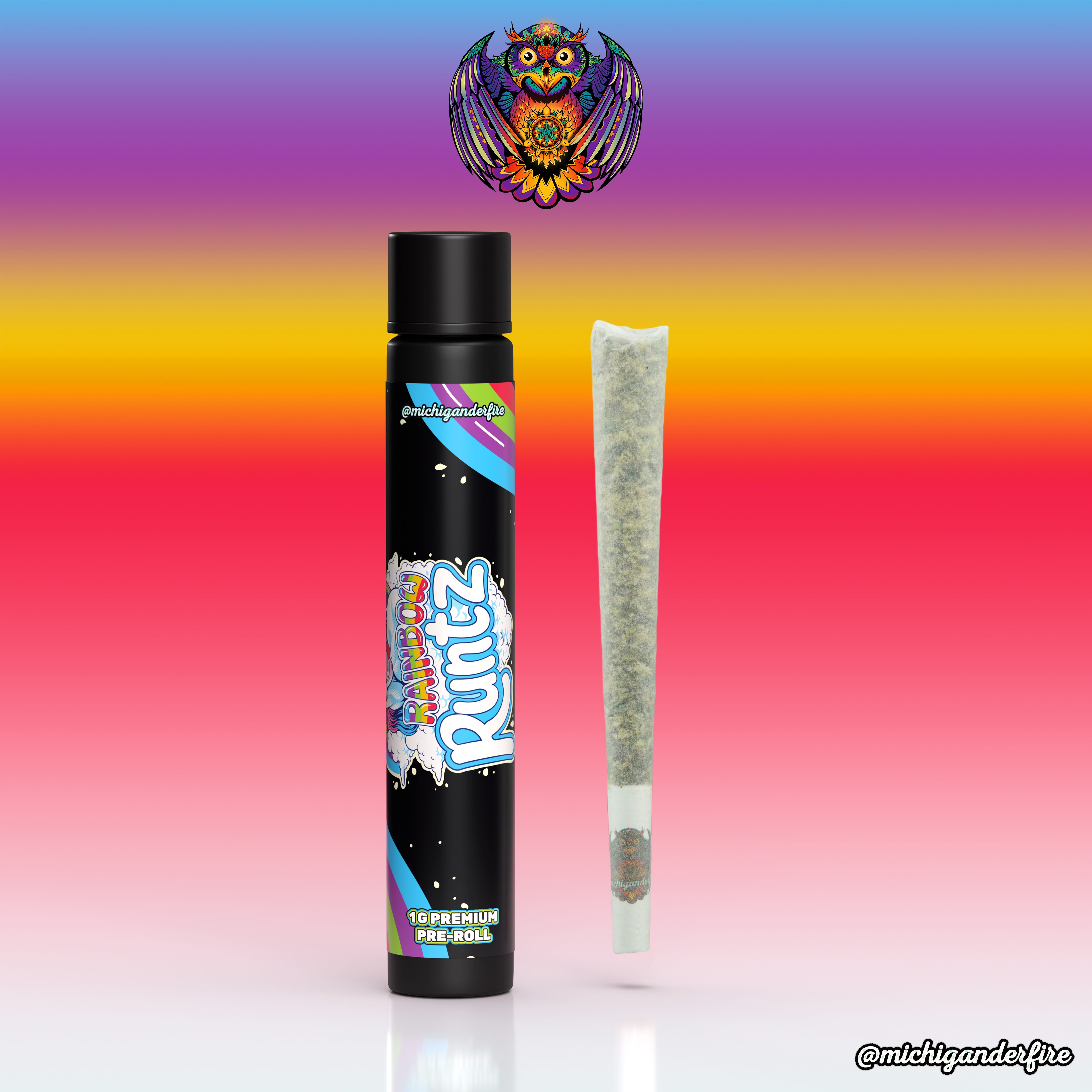 Photograph of product: Michigander Fire Rainbow Belts Pre-Roll